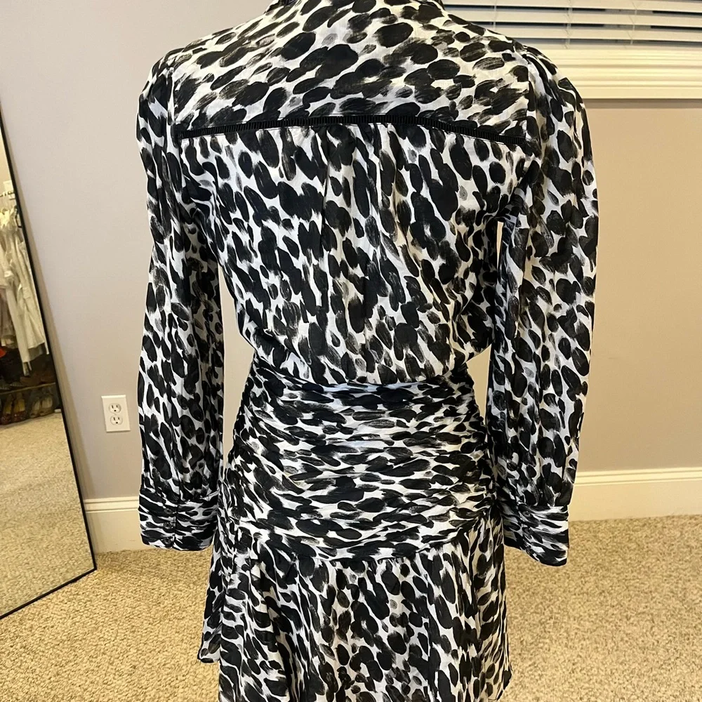 Anthropologie Maeve Black & White Animal Print Shirt Dress- size 2 - Picture 4 of 6